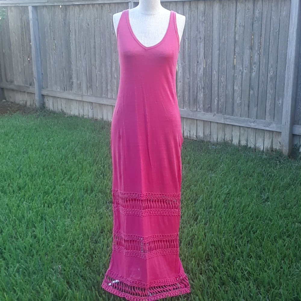 Neiman Marcus Crochet Linen Summer Maxi Size S
